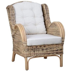 Rattansessel Panama honig-braun 100% Baumwolle, Rattan Landhaus