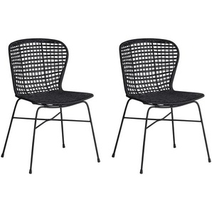 Rattanstuhl 2er Set Schwarz Rattan/Metall Innenbereich Modern
