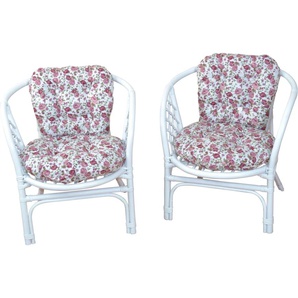 Rattanstuhl HOME AFFAIRE Rattansessel Stühle weiß (weiß, blume) Rattanstühle Stühle 2erSet aus Rattan mit Kissenauflage, im Röschendessin, Breite 66 cm