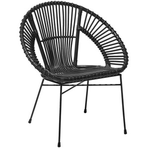 Rattanstuhl Schwarz Rattan/Metall Innenbereich Modern