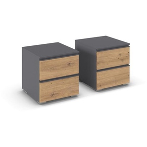 2 rauch Nachttische »Joel«, je 2 Schubladen, Höhe je ca. 42 cm, grau/eiche