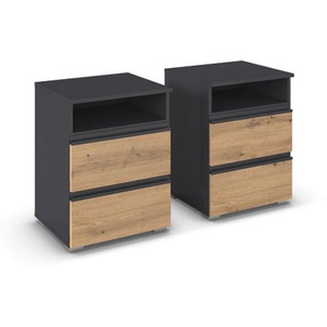 rauch 2 Nachttische »Joel«, grau metallic/Eiche Artisan