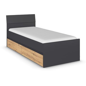 rauch Bett »Joel« mit 2 Schubladen, grau metallic/Eiche Artisan, 90 x 200 cm