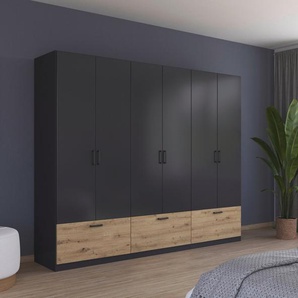 rauch Drehtürenschrank Bari mit Schubkästen und Metallgriff in Graumetallic