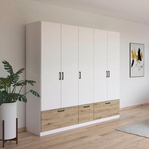 rauch Drehtürenschrank Bari mit Schubkästen und Metallgriff in Graumetallic
