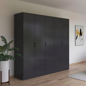rauch Drehtürenschrank Bari mit Schubkasten außen und Metallgriffen in Graumetallic