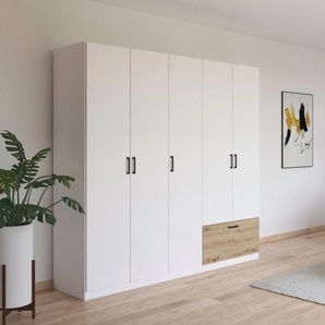 rauch Drehtürenschrank Bari mit Schubkasten außen und Metallgriffen in Graumetallic