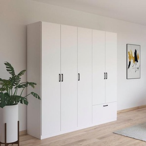 rauch Drehtürenschrank Bari mit Schubkasten außen und Metallgriffen in Graumetallic