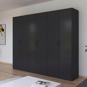 rauch Drehtürenschrank Bari mit Schubkasten mittig und Metallgriffen in Graumetallic