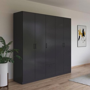 rauch Drehtürenschrank Bari mit Schubkasten mittig und Metallgriffen in Graumetallic