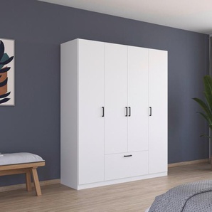 rauch Drehtürenschrank Bari mit Schubkasten mittig und Metallgriffen in Graumetallic