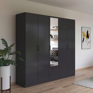 rauch Drehtürenschrank Bari mit Schubkasten und Spiegel mittig, Metallgriffen in Graumetallic