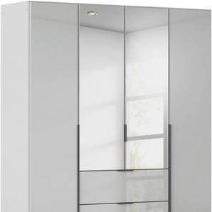 rauch Drehtürenschrank Kleiderschrank Kleiderschränke Schrank Garderobe AGORDO mit Glasfront (in zwei Griff-Farben mit Glasfront) mit Außenschubkästen, in 6 Breiten und 2 Höhen MADE IN GERMANY