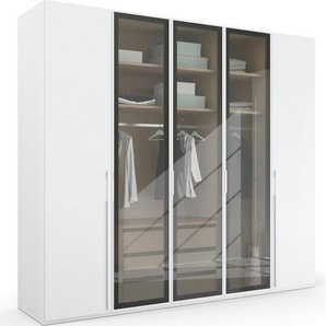 rauch Drehtürenschrank Kleiderschrank Schrank Garderobe SKAT SHINE mit hochwertigem, transparentem Grauglas inkl. umfangreichem Zubehör MADE IN GERMANY