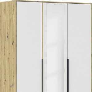 rauch Drehtürenschrank Kleiderschrank Schrank Garderobe Wäscheschrank NAGATA mit Spiegel (in 3 verschiedenen Ausstattungen BASIC/CLASSIC/PREMIUM) und modernen Stangengriffen in Graumetallic TOPSELLER MADE IN GERMANY