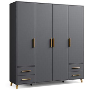 rauch Drehtürenschrank »Shinjo«, 3-türig, 2 Schubladen, grau metallic