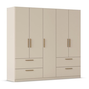 Rauch Drehtürenschrank Skandi 5-türig mit vier Schubladen, beige/champagner