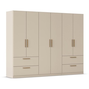 Rauch Drehtürenschrank Skandi 6-türig mit vier Schubladen, beige/champagner