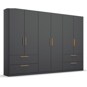 Rauch Drehtürenschrank Skandi 6-türig mit vier Schubladen, grau-metallic