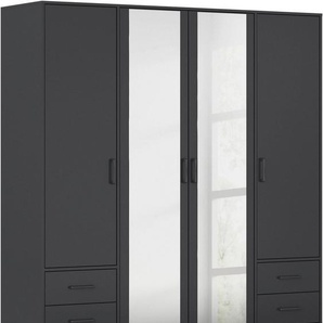 rauch Drehtürenschrank Voyager (in 3 verschiedenen Ausstattungen BASIC/CLASSIC/PREMIUM) mit modernen Griffen in Graumetallic, inkl. Schubkästen und Spiegel