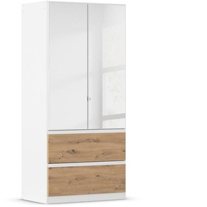 rauch Kleiderschrank »Joel«, 2 Türen, 2 Schubladen und Spiegel, weiß/Eiche Artisan