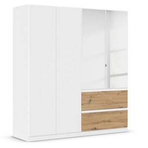 rauch Kleiderschrank »Joel«, 4 Türen, 2 Schubladen und Spiegel, weiß/Eiche Artisan