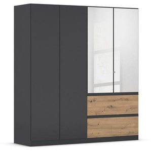 rauch Kleiderschrank »Joel«, 4-türig mit Spiegel, grau metallic/Eiche Artisan