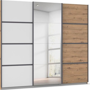 rauch Kleiderschrank Schwebetürenschrank ´s Choice Garderobe Schrank TOP ANGEBOT Avola (in 3 verschiedenen Ausstattungen BASIC/CLASSIC/PREMIUM inkl. Spiegel) mit eleganten Zierleisten in Chrom, Schwarz oder Weiß MADE IN GERMANY