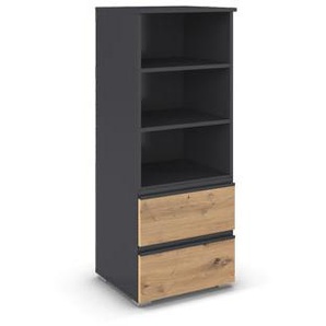 rauch Kommode »Joel«, 2 Schubladen und 3 Nischen, grau metallic/Eiche Artisan