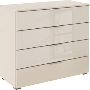 rauch Schubkastenkommode Sideboard Schubladenkommode Schubladenkommode AGORDO mit Glasfront (in zwei Griff-Farben), Breite 93 cm mit 4 großen Schubladen für viel Stauraum MADE IN GERMANY