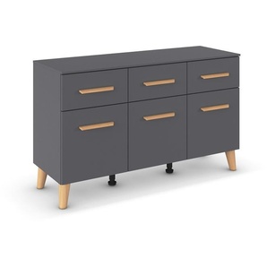 rauch Kommode »Skandi«, mit 3 Schubladen und Türen, grau metallic