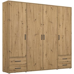 Rauch Möbel Drehtürenschrank, Eiche Artisan, Kunststoff, 5 Fächer, 4 Schubladen, 187x194x53 cm, Blauer Engel, BQ - Bündnis für Qualität, Made in Germany, Schlafzimmer, Kleiderschränke, Drehtürenschränke