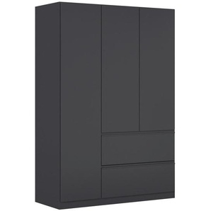Rauch Möbel Drehtürenschrank, Grau, Holzwerkstoff, 2 Fächer, 2 Schubladen, 136x197x54 cm, Blauer Engel, BQ - Bündnis für Qualität, Schlafzimmer,