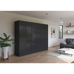 Rauch Möbel Drehtürenschrank, Grau, Metall, 3 Fächer, 2 Schubladen, 271x210x54 cm, Blauer Engel, BQ - Bündnis für Qualität, Made in Germany,