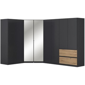 Rauch Möbel Eckkleiderschrank, Grau, Eiche Artisan, Holzwerkstoff, 8 Fächer, 2 Schubladen, 208x197x298 cm, Blauer Engel, Goldenes M, BQ - Bündnis für