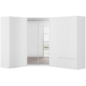 Rauch Möbel Eckkleiderschrank, Weiß, Holzwerkstoff, 8 Fächer, 2 Schubladen, 208x197x253 cm, Blauer Engel, BQ - Bündnis für Qualität, Made in Germany,