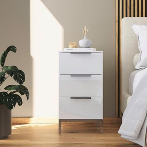 rauch Nachtkommode Nachttisch Nachtschrank Nachtkonsole FLIPP mit Glasfront (Breite 40 cm), mit 3 Schubladen und Soft-Close-Funktion sowie Glasfront