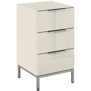 rauch Nachtkommode Nachttisch Nachtschrank Nachtkonsole FLIPP mit Glasfront (Breite 40 cm), mit 3 Schubladen und Soft-Close-Funktion, Oberboden und Front Glas
