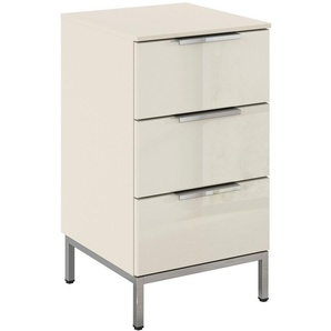 rauch Nachtkommode Nachttisch Nachtschrank Nachtkonsole FLIPP mit Glasfront (Breite 40 cm), mit 3 Schubladen und Soft-Close-Funktion sowie Glasfront