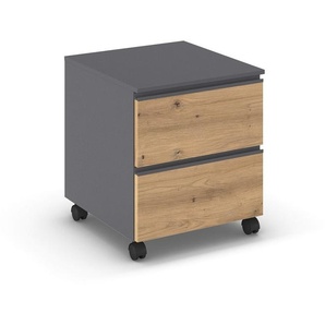 rauch Nachttisch »Joel« mit Rollen und 2 Schubladen, Höhe ca. 45 cm, grau/eiche