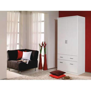 Drehtüren-/Kombischrank Bremen 91 x 199 x 56cm Weiß/Alpinweiß Alpinweiß - Schrankbreite: 91 cm - 2-türig