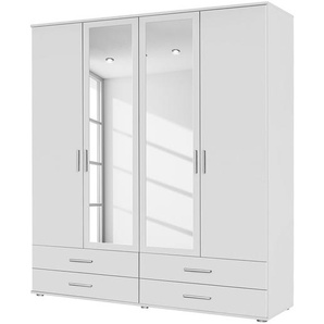 Rauch Pack´s Drehtürenschrank Rasant I Alpinweiß mit Spiegel 168x188x52 cm (BxHxT) 4-türig Spanplatte Modern