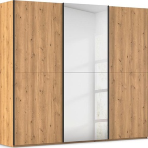 rauch Schwebetürenschrank Kleiderschrank Schrank Garderobe Schlafzimmerschrank SCALE-WOOD edle geteilte Front in massiver Asteiche mit Spiegel MADE IN GERMANY