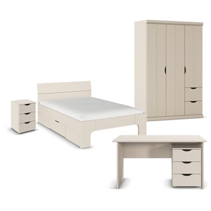 rauch Set »Frieda« mit Bett, Nachttisch, 3-türigem Kleiderschrank und Schreibtisch, beige/champagner
