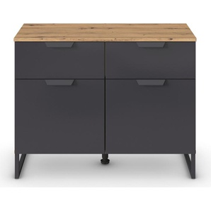 rauch Kombikommode Dark&Wood by Aditio, im Industrial Style mit Kufenfuß, 2 Schubladen mit Softclose-Funktion