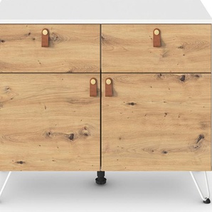 rauch Kombikommode Homey by Aditio, mit Grifflaschen in Leder, 2 Schubladen mit Softclose-Funktion