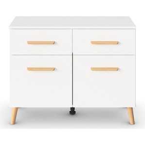 rauch Kombikommode Skandi by Aditio, mit Massivholzgriffen, 2 Schubladen mit Softclose-Funktion