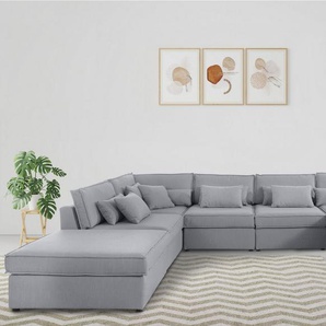RAUM.ID Wohnlandschaft Florid U-Form, 6 Teile, bestehend aus Modulen, viele Bezugsqualitäten, auch in Cord