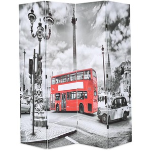Raumteiler klappbar 160 x 170 cm London Bus Schwarz-Weiß