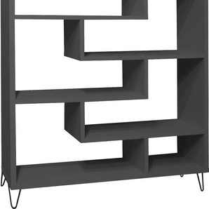 Raumteiler MÄUSBACHER Tetrix Regale Gr. B/H/T: 130 cm x 143 cm x 43 cm, 6 St. offene Fächer, grau (anthrazit matt lack) Raumteiler-Regale